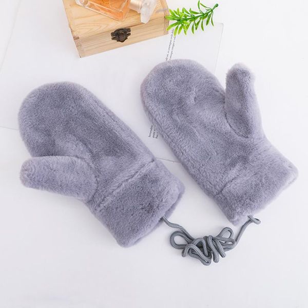 

sports gloves 2021 women plush cute female winter warm velvet thicken solid color mittens korean girls fashion glove, Black