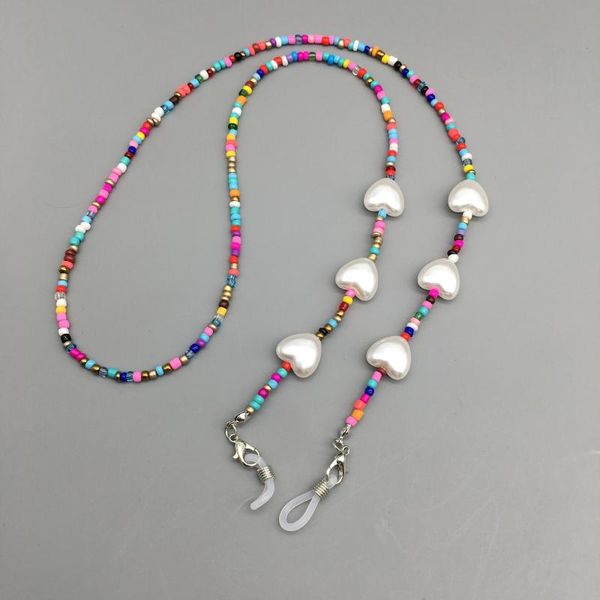

chains sunglasses masking for women seed beads acrylic heart smile eyeglasses 2021 fashion ladies jewelry wholesale, Silver