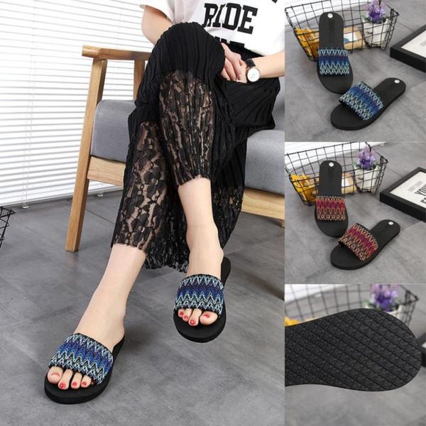 

shoes flip flops fashion national style summer sandals indoor outdoor flip-flops beach casual women 2021ju12 slippers, Black