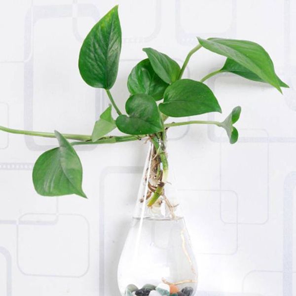 

vases christmas terrarium glass flower vase 10*18cm wall water drop tablehome wedding decoration transparent