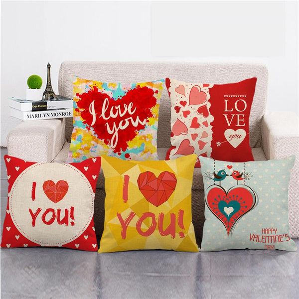 

cushion/decorative pillow gztzmy cover poszewki na poduszki valentine's day souvenir cushion covers 45*45cm cojines artificial linen ca