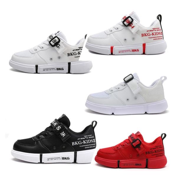 

sneakers autumn boys' fashion casual shoes with hook&loop design,pu leather soft bottom non-slip wear-resistant, Black;red