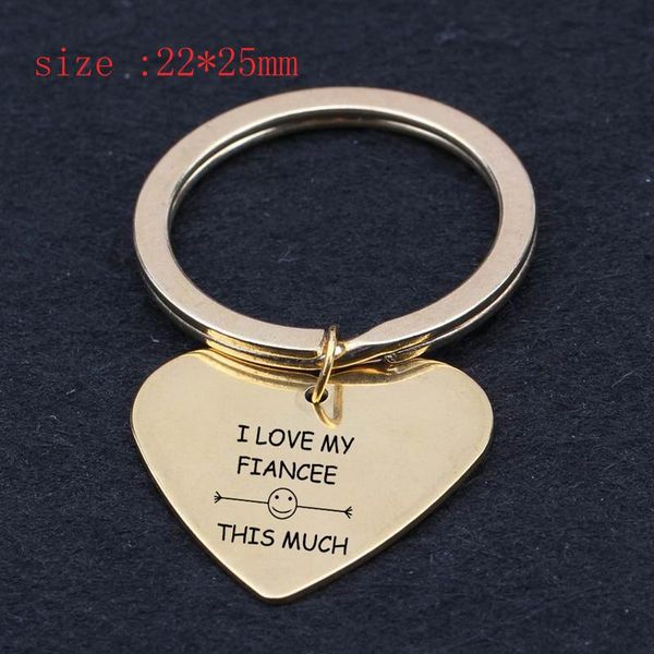 

keychains engraved i love my fiancee this much fashion heart keychain for trendy distinctive gift goddess exclusive tag key ring, Silver