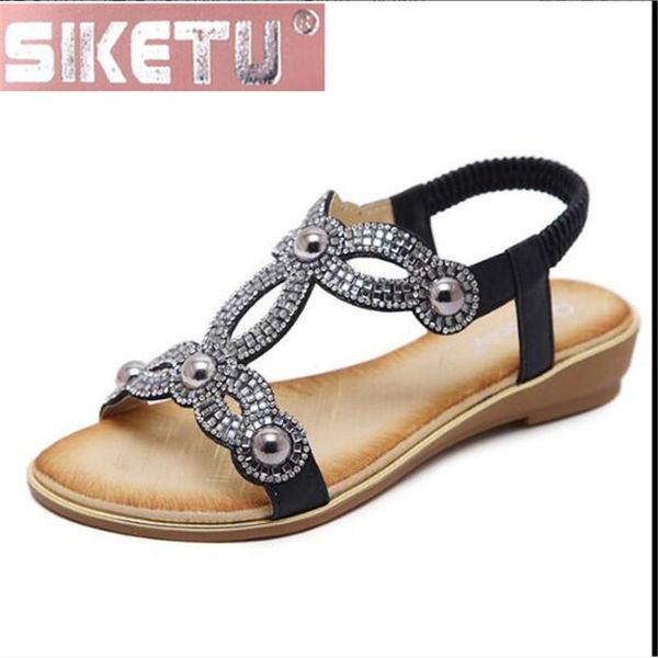 

shoes woman flat sandals pu strong zinc the fashion leisure rhinestone summer women drive office, Black