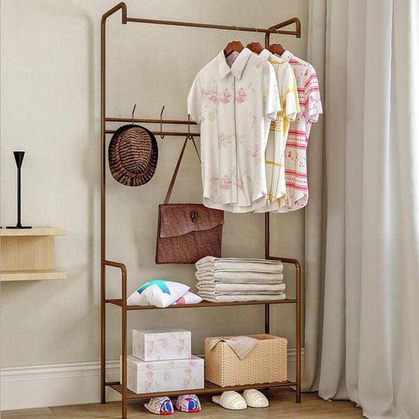 

laundry bags anmas home black/bronze metal multi-function 5 hook clothes hat & coat stand shoes rack umbrella shelf