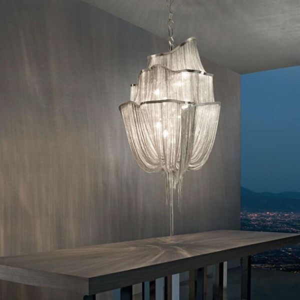 

chandeliers led e14 postmodern iron aluminum chain gold chrome silver lustre chandelier lighting suspension luminaire lampen for foyer