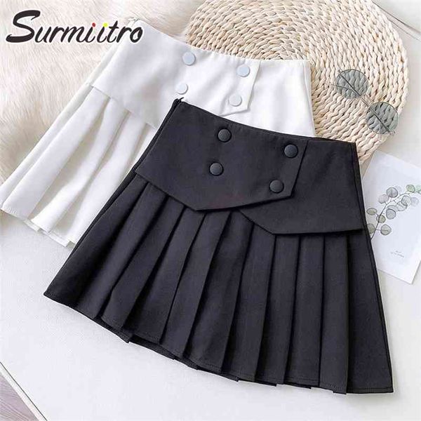 

spring summer mini pleated skirt women korean style white black high waist aesthetic female shorts lining 210421
