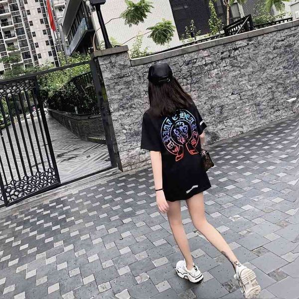 

65% off outlet online store print pattern t-shirt short sleeve new loose summer dress medium length net red fashion, White