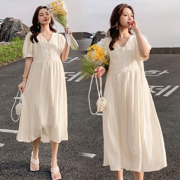 

maternity dresses summer chiffon dress woman casual women's clothes for pregnant women, White
