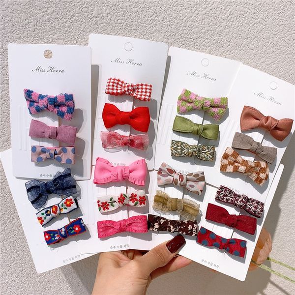 3 pezzi nuova dolce ragazza bambino carino piccola clip a becco d'anatra accessori per capelli per bambini moda bambini plaid in tessuto floreale clip a becco d'anatra