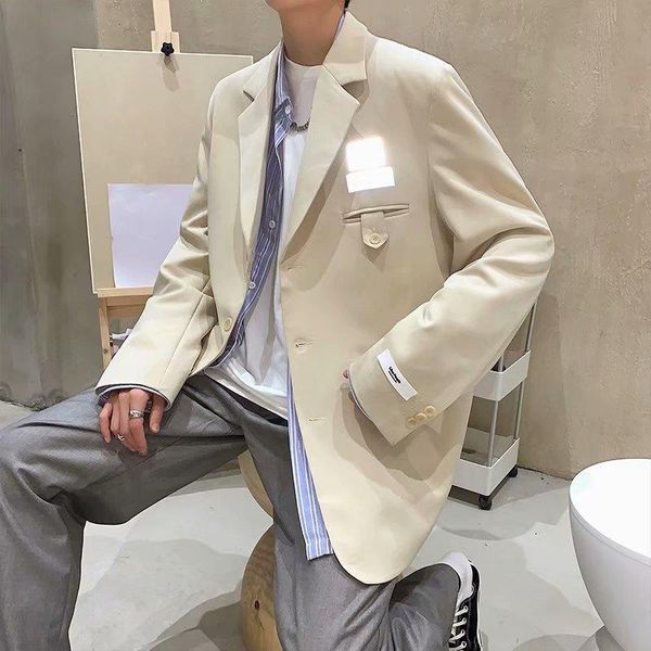 

men's suits & blazers young thin spring autumn handsome loose casual blazer suit outwear school students uniform, White;black
