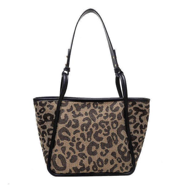 

big bag women's autumn and winter tide brand large capacity canvas pu single shoulder foreign style leopard print tote big