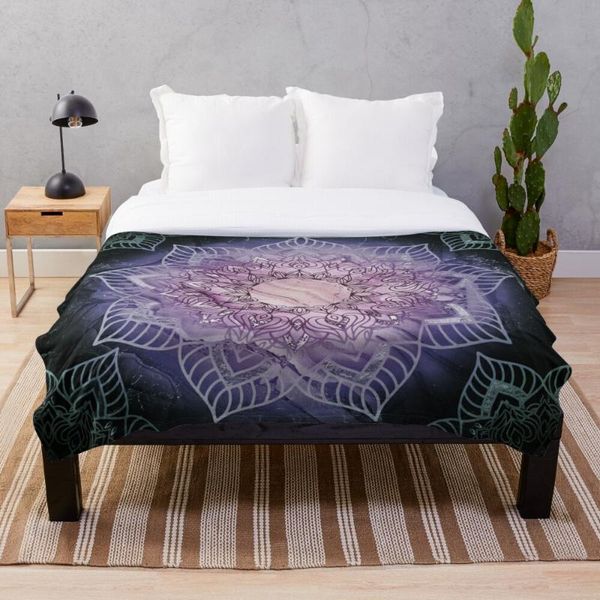 

blankets stylish mandala in teal and purple blanket warm cozy letter throw print on demand sherpa for sofa thin quilt