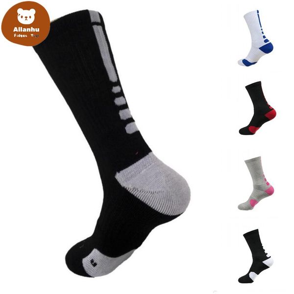 

2pcs/1pair usa professional elite basketball socks long knee athletic sport socks men fashion compression thermal winter socks dhl fy7322 vf, Black