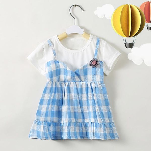 

girl's dresses summer dress toddler baby girl clothing kids girls birthday dress plaid strap patchwork casual princess vestido, Red;yellow