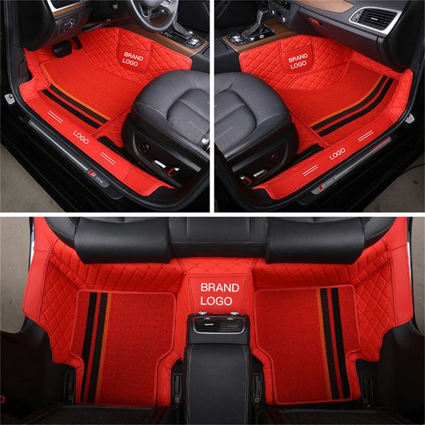 

custom fit car interior accessories floor mat waterproof leather eco friendly specific carpet for automobile double layers full set with log