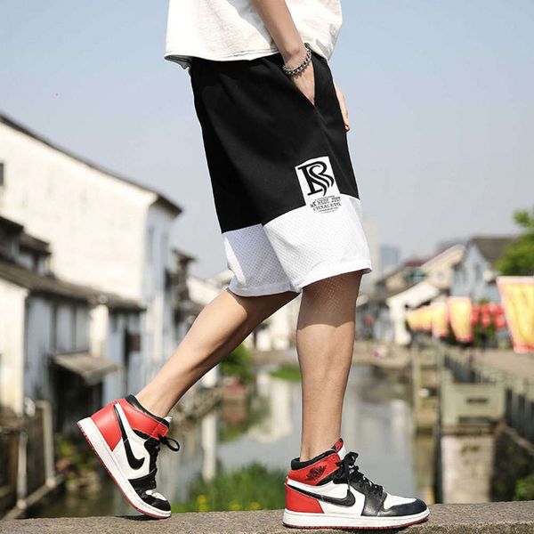 

shorts men's fashion summer casual capris trend loose medium and large size sweat absorbing breathable sports pants, White;black