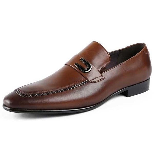 

dress shoes fashion mens loafers office genuine leather male formal prom, Black