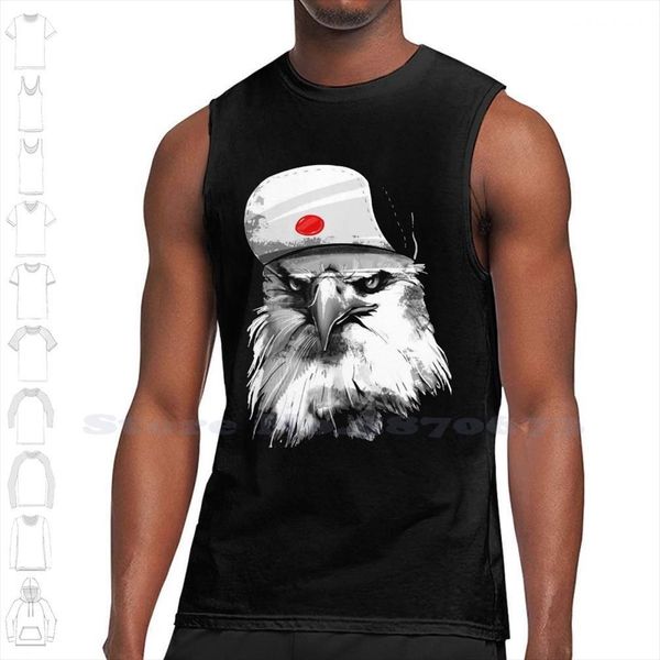 

ride in swag eagle with cap custom funny tank sleeveless vest bird america animal beak big eyes birds cartoon, White;black