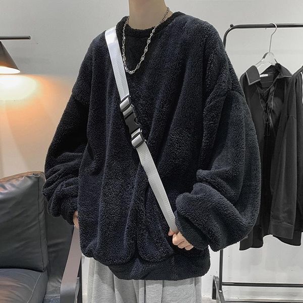 

men's jackets jacket men lamb cashmere autumn winter oversize coats male hong kong-style student handsome loose solid casual warm man t, Black;brown