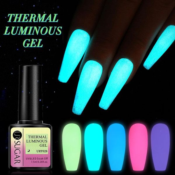

nail gel ur sugar 7.5ml blue luminous thermal color change soak off uv fluorescent neon nails, Red;pink