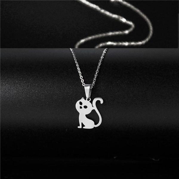 

pendant necklaces 2021 trendy hollow cat necklace for women silver color cute animal statement jewelry gift