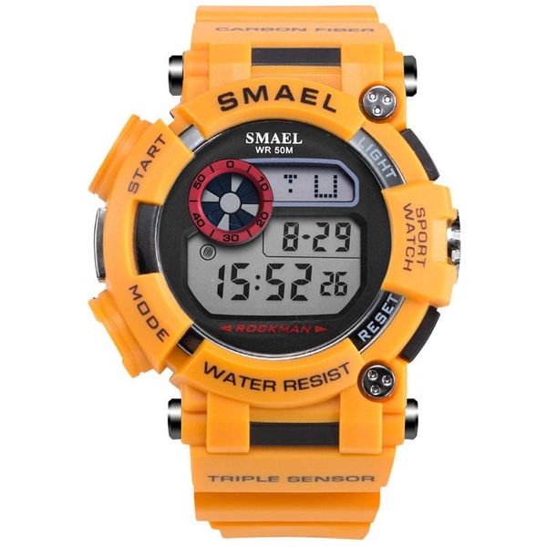 

wristwatches smael digital fashion watches men waterproof led clock relogio masculino 1638 sport for, Slivery;brown