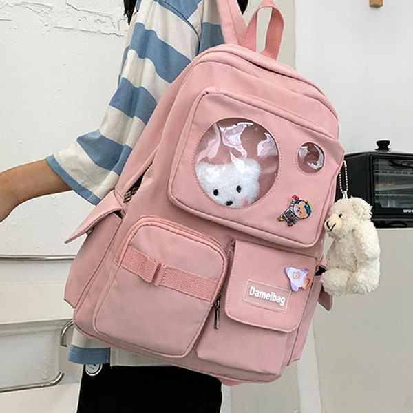 

backpack high capacity waterproof women girls school bag travel mochila kawaii fashion female college bookbag nylon rucksack