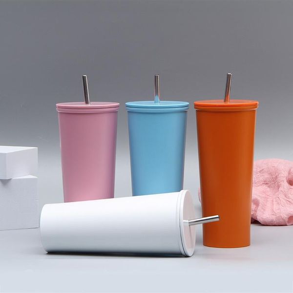 

water bottles simple modern classic insulated tumbler with lid - stainless steel bottle iced coffee travel mug cup 20oz (590ml)