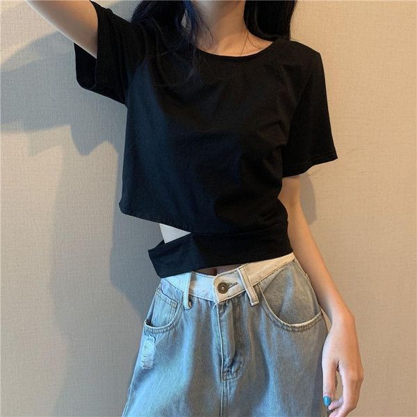 

women's t-shirt ins super fire design split short sleeve t-shirt[delivery within 14 days], White