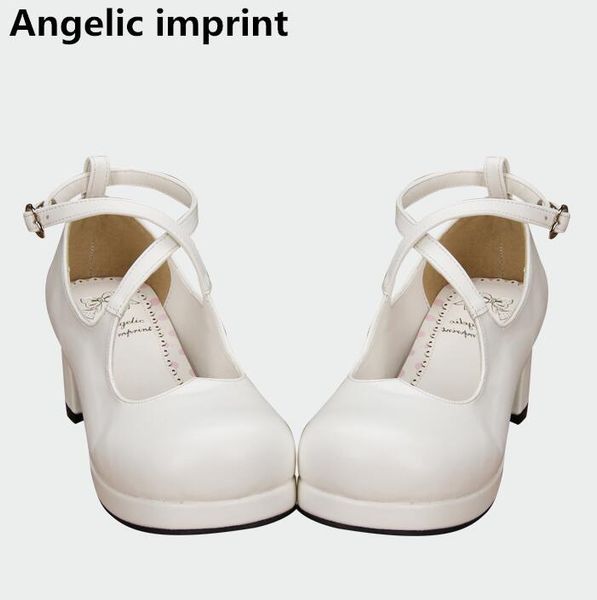 

angelic imprint woman mori girl lolita cosplay shoes lady high thick heels pumps platform women princess single dress shoe, Black