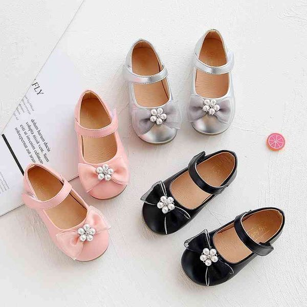 

autumn arrival girls fashion princess shoes kids korean design with pearl 210528, Black;red