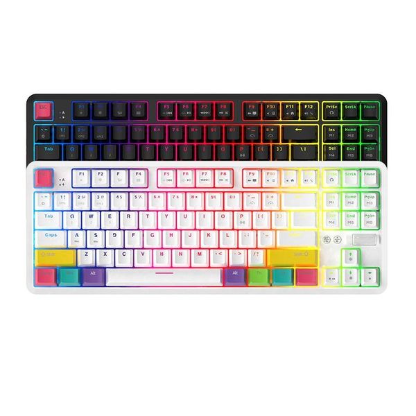 

keyboards ajazz k870t mechanical keyboard 87 keys rgb backlit dual model bluetooth wireless red green black switch