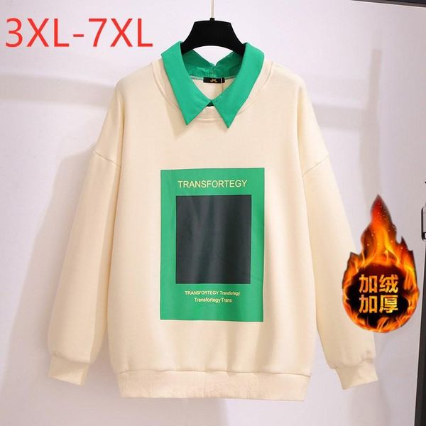 

plus size outerwear & coats 2021 autumn winter women clothing oversize pullover long sleeve velvet print sweatshirt coat 3xl 4xl 5xl 6xl 7xl, Black