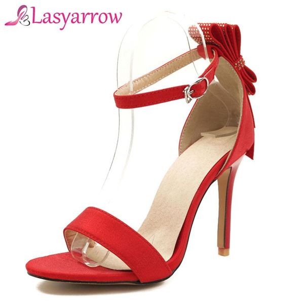 

lasyarrow women sandals shoes high heels footwear open toe ankle strap gladiator sandalia party wedding shoe crystal rm508, Black