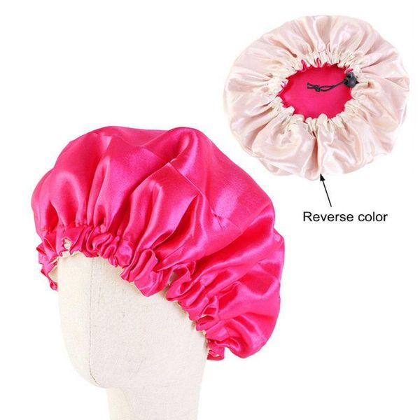 

kids double layer satin bonnet adjustable sleep night cap turban hat chemo c5 caps & hats, Yellow