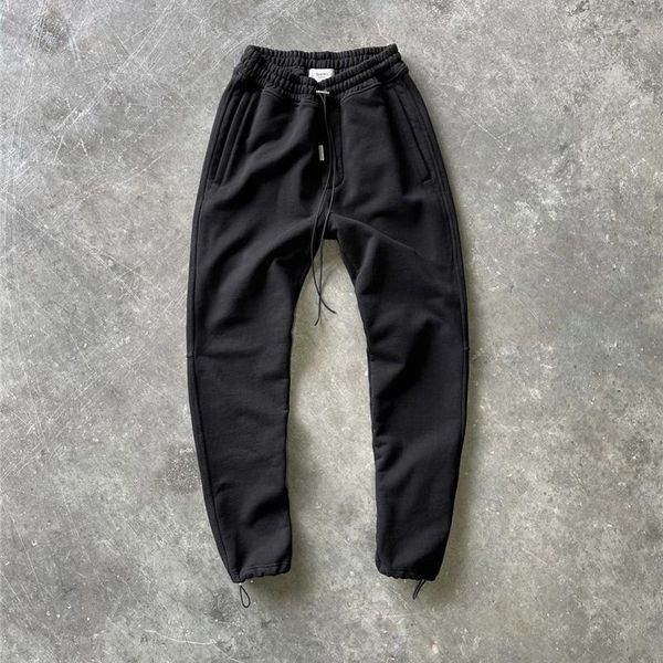 

men's pants autumn and winter men's women's high street drawstring washed retro quality 1:1 represent terry, Black