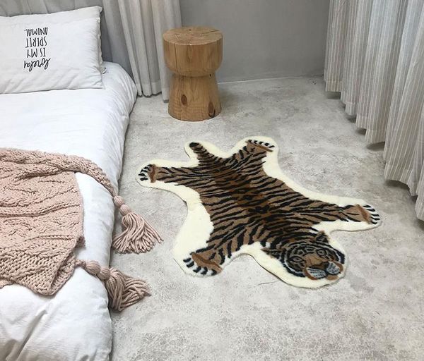 

imitation tiger pattern rug faux skin leather nonslip antiskid mat washable zebra animal print carpet for living room carpets