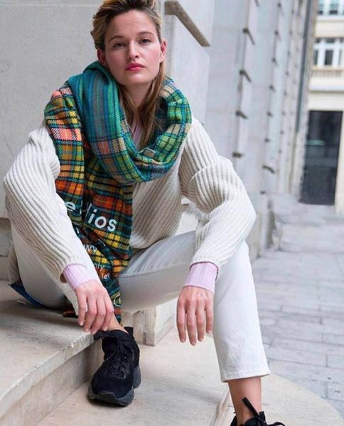 

scarves a scarf ac color checker for winter ineurope and america in2021,printed imitation cashmere warmth net red shawl couple, Blue;gray