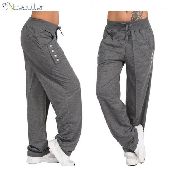 

women's pants & capris enbeautter plus size 5xl women solid color tie belt elastic waist loose casuals harlan female trousers 2021, Black;white