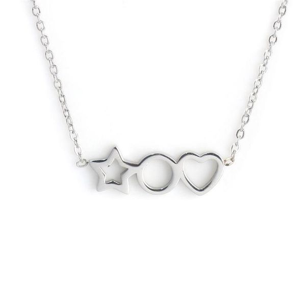 

pendant necklaces trendy stainless steel necklace heart pentagram star bicyclic half moon fashion women jewelry gifts 40cm - 39cm long ,1pc, Silver