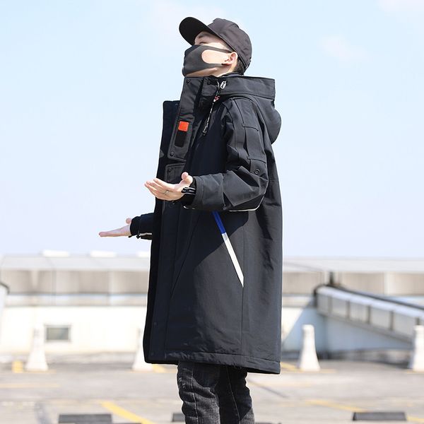 

down in the influx of male long section of thick winter jacket brand flow parker burst handsome frock coat knee white duck down, Tan;black