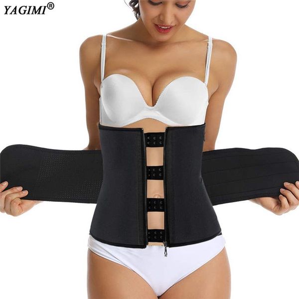

women's shapers yagimi waist trainer corsets fitness trimmer belt slimming body shaper for weight loss sauna sweat girdle workout fat b, Black;white