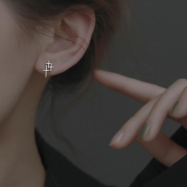 

stud small twinkling star unique vintage 925 sterling silver earrings for women fashion creative korean jewelry gifts, Golden;silver