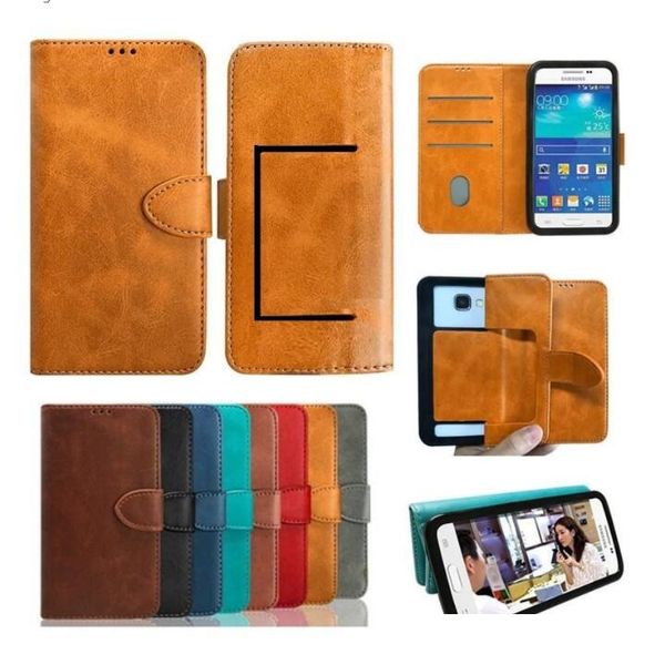 Универсальный кожаный кожаный кошелек для карт для карт Слоты для карт Flip Stand Cover 3,5 дюйма до 6,0 дюйма для iPhone Samsung Huawei LG