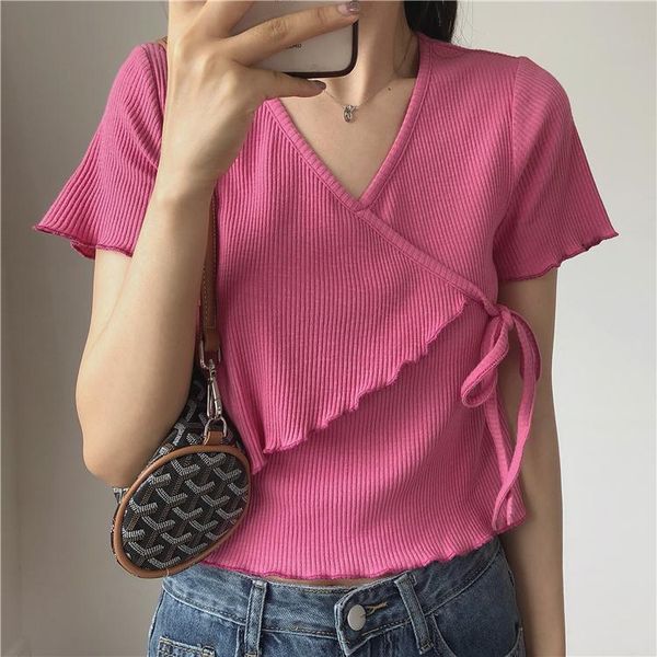 

women's t-shirt / fairy beauty layer edge design feeling with short, White
