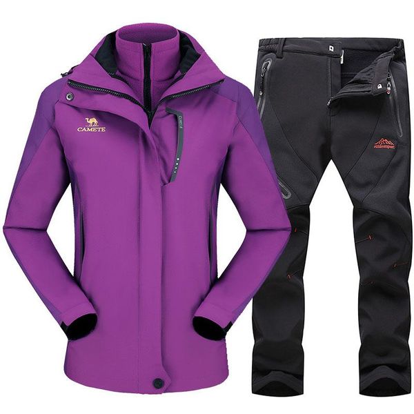 

winter ski suit for women outdoor sports waterproof windproof snowboard fleece jacket soft shell pants female skiing clothes set suits