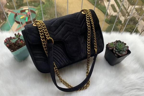 Kadın Marmont Kadife Omuz Çantaları Yüksek dereceli Moda Deri Crossbody Çanta Çarpma Marmonts Cüzdan Çanta Klasik GU123654