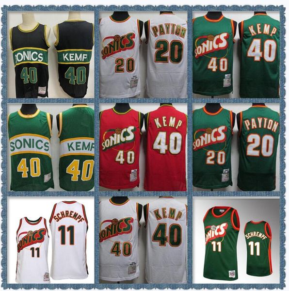 

retro mens seattle 1995-96 mitchell ness swingman jersey 35 kevin durant 40 shawn kemp 20 gary payton 11 detlef schrempf basketball jersey, Blue;black
