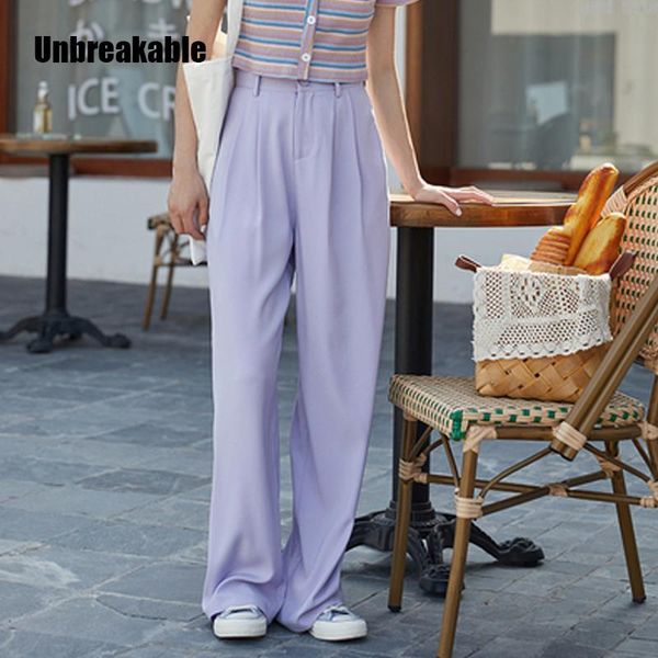 

women spring autumn trousers straight high waist casual korean style fashion wide leg draped vintage purple pants women's & capris, Black;white